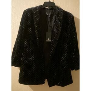 Jules & Leopold Black White Polka Dot Open Blazer Large